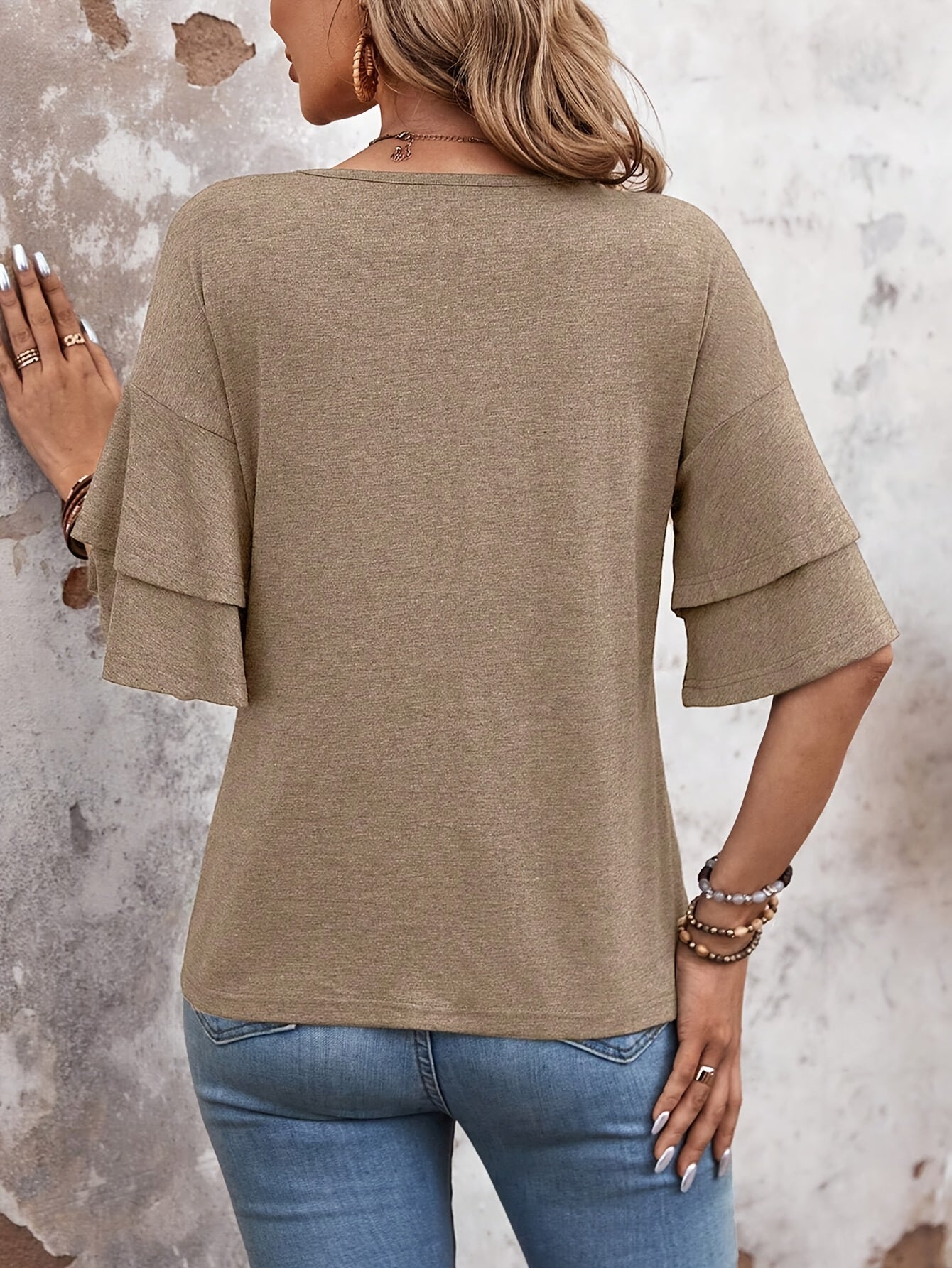 Elora – Ruffle Sleeve V-Neck Top