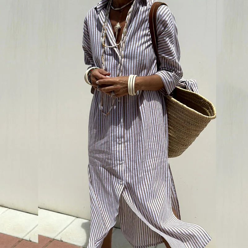 Sophie - Striped Shirt Dress