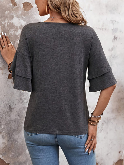 Elora – Ruffle Sleeve V-Neck Top